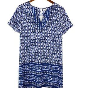 Under Skies Geometric Blue and White Dress